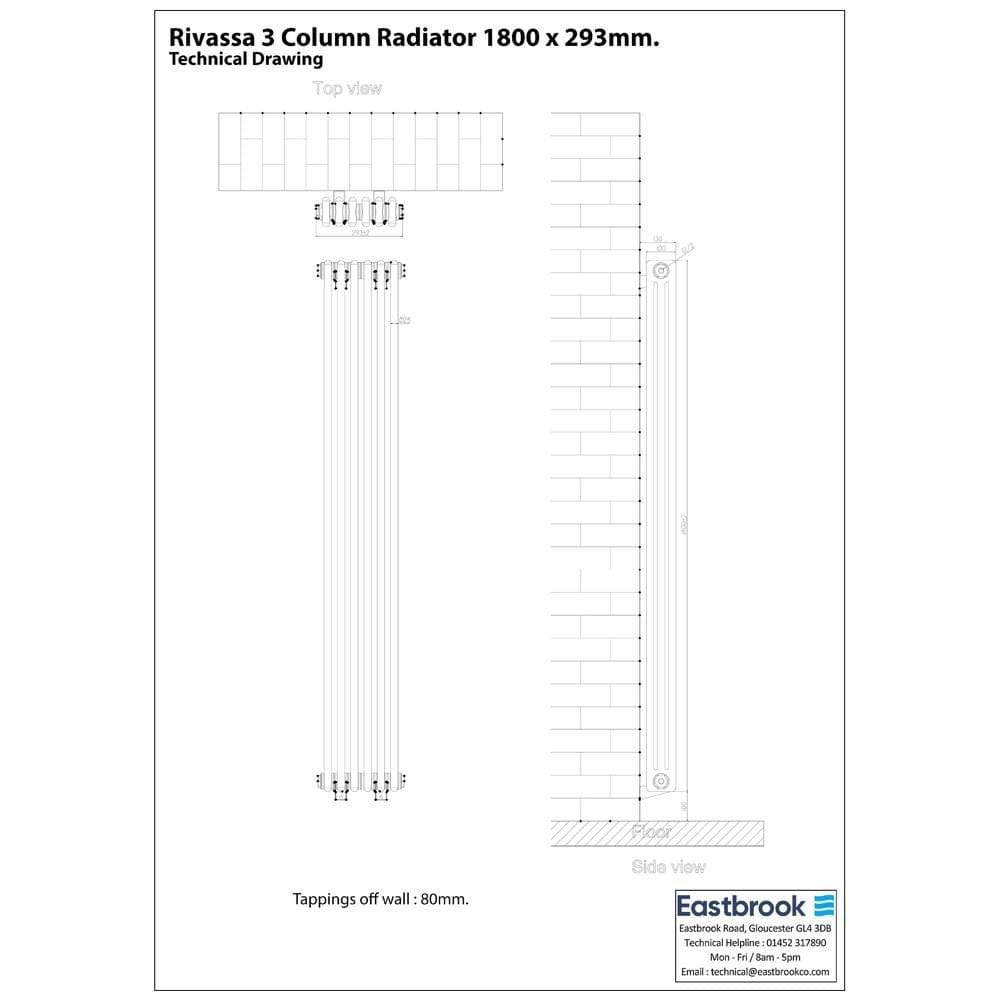 Eastbrook Column Radiator Eastbrook Rivassa Traditional 3 Column Radiator in Matt Anthracite