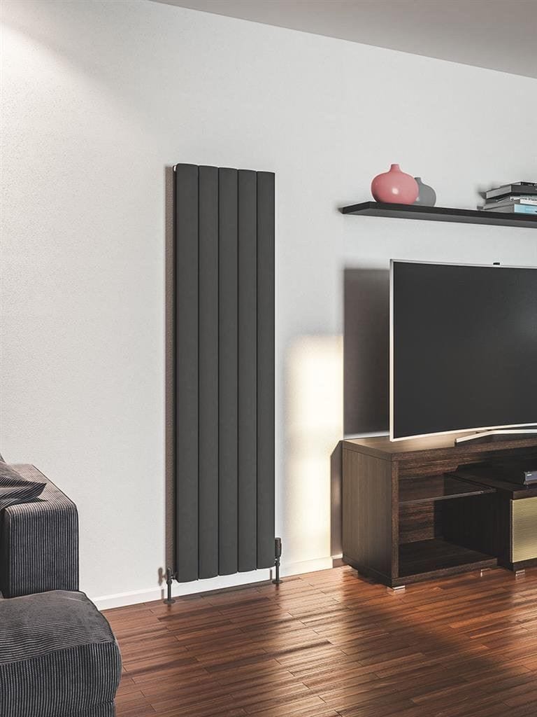 Eastbrook Panel Radiators Eastbrook Guardia Straight Vertical Aluminium Radiator in Matt Anthracite 1800 x 470