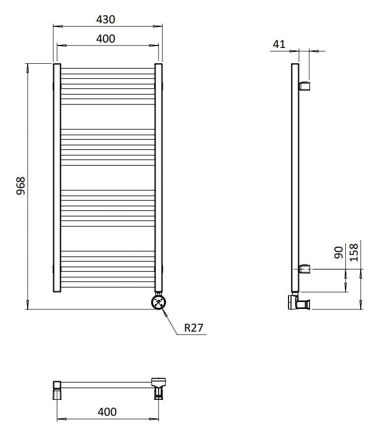Crosswater Ladder Rails Crosswater MPRO Designer Vertical Towel Radiator in Matt Black