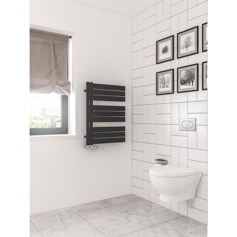 Eastbrook Designer Towel Radiator Eastbrook Helmsley Straight Vertical Designer Towel Rail in Matt Black 800 x 600 / Dual Fuel