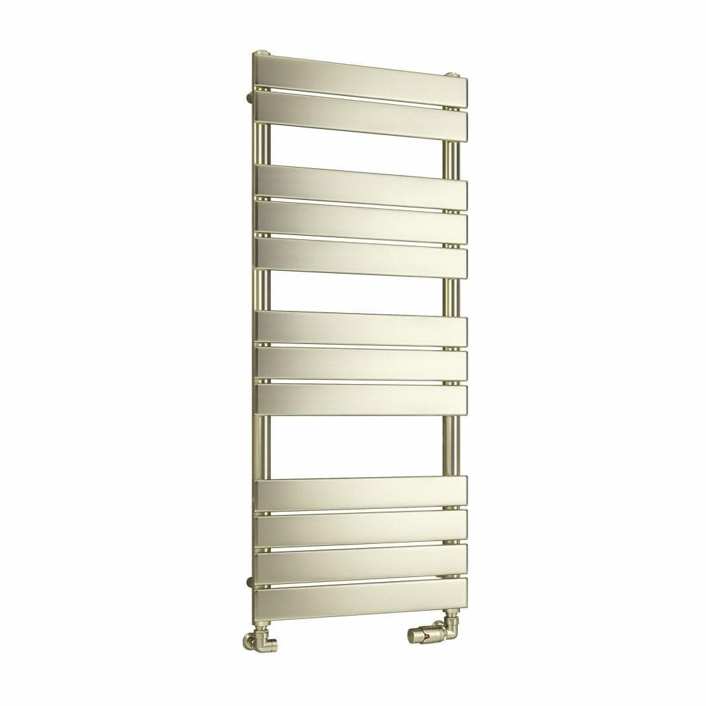 Eastbrook Designer Towel Radiator Eastbrook Staverton Tube On Tube Straight Radiator in Brushed Brass 1200 x 500 / Electric Only