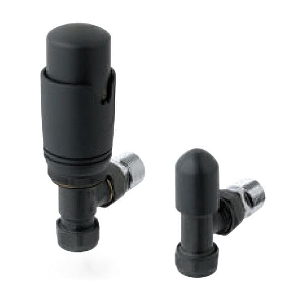 Totally Rads Eastbrook Biava Thermostatic Angled Radiator Valve and Lockshield - Matt Anthracite - 41.3024