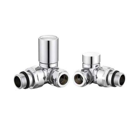 Totally Rads Radiator Valves Redroom Corner Manual Round Radiator Valves (Pair) Chrome