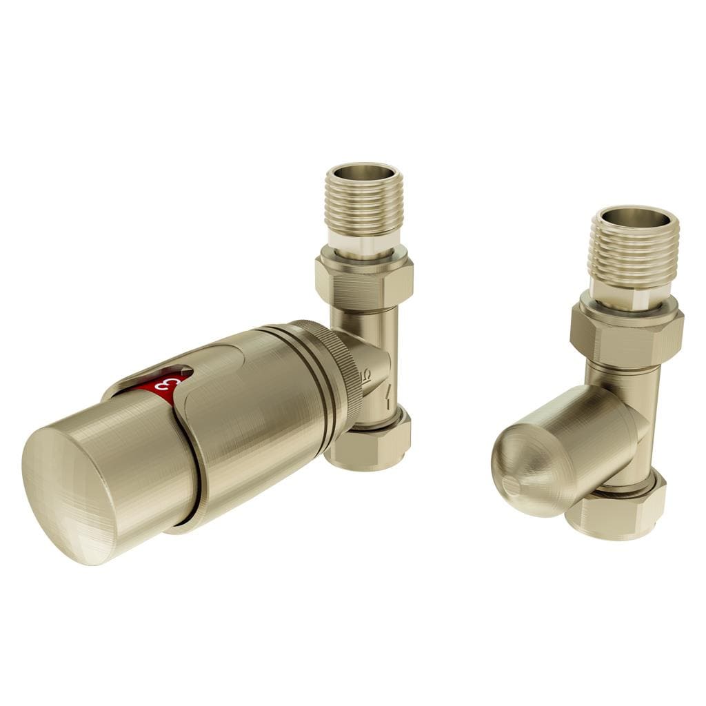 Totally Rads Eastbrook 15mm Straight TRV & Lockshield Radiator Valve Brushed Brass EB41.3035