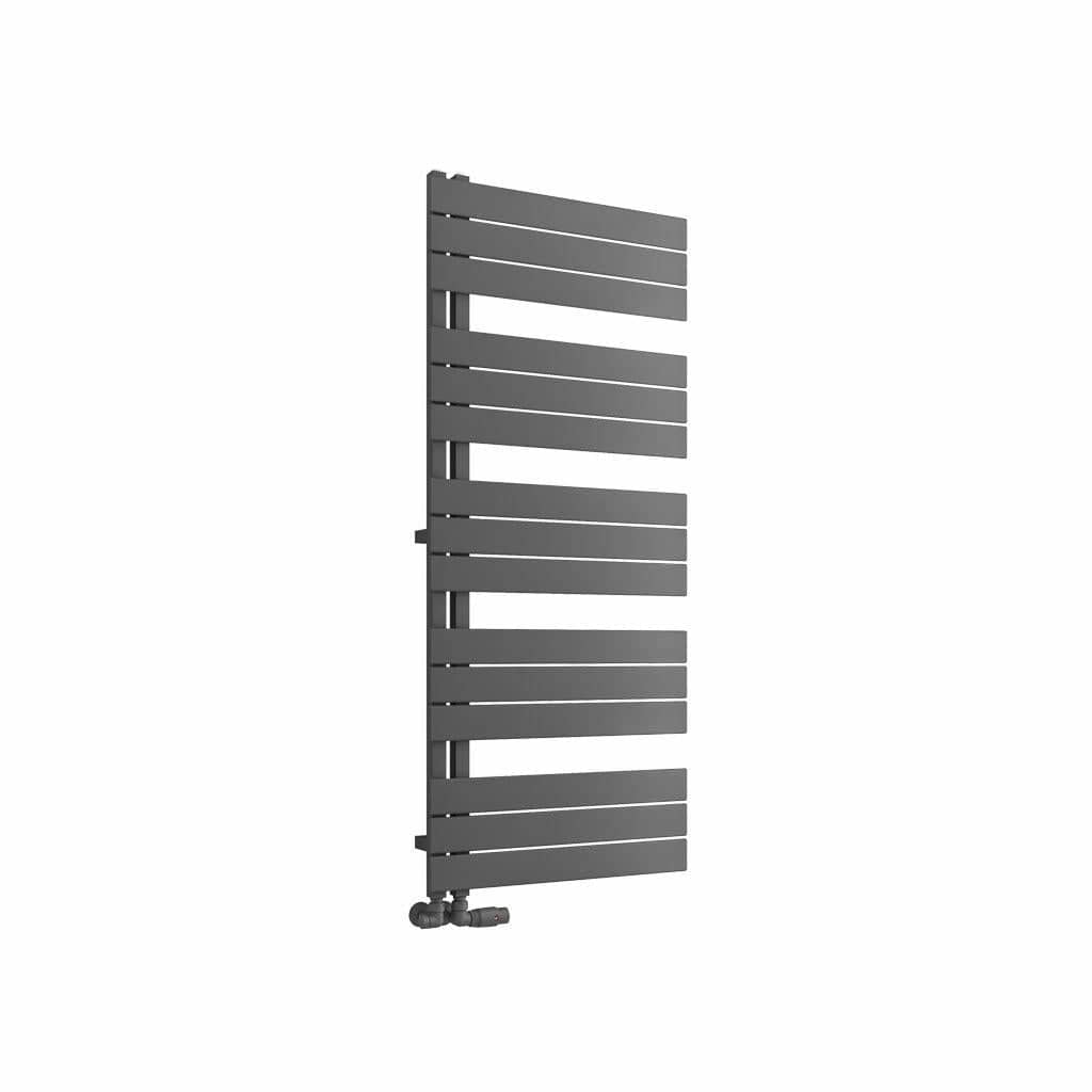 Eastbrook Designer Towel Radiator Eastbrook Helmsley Straight Vertical Designer Towel Rail in Matt Anthracite 1400 x 600 / Dual Fuel