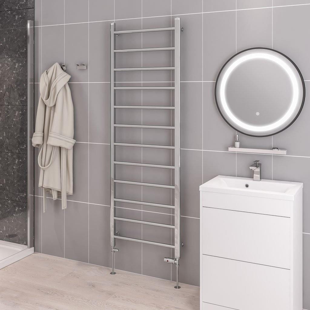 Eastbrook Ladder Rail Eastbrook Tuscan Round Heated Towel Rail in Chrome 1750 x 600 / Central Heating