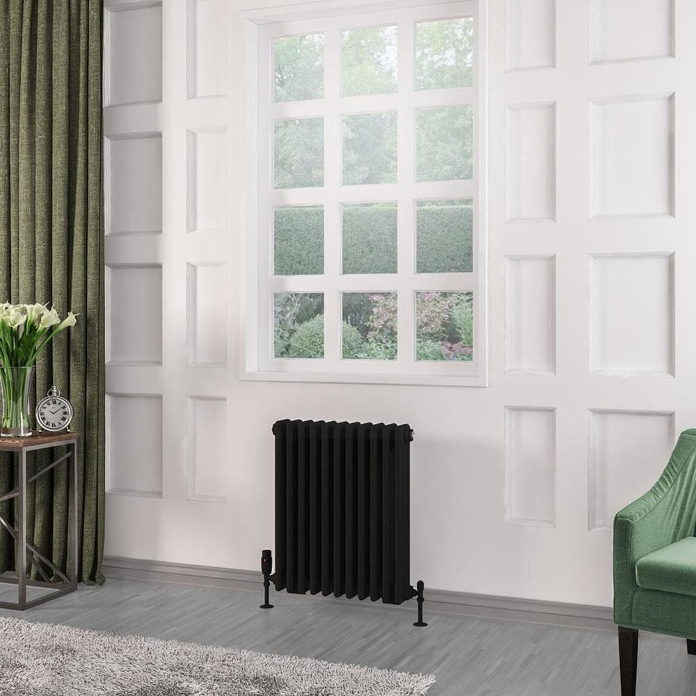 Eastbrook Column Radiator Eastbrook Rivassa Traditional 3 Column Radiator in Matt Black 600 x 518 / Central Heating