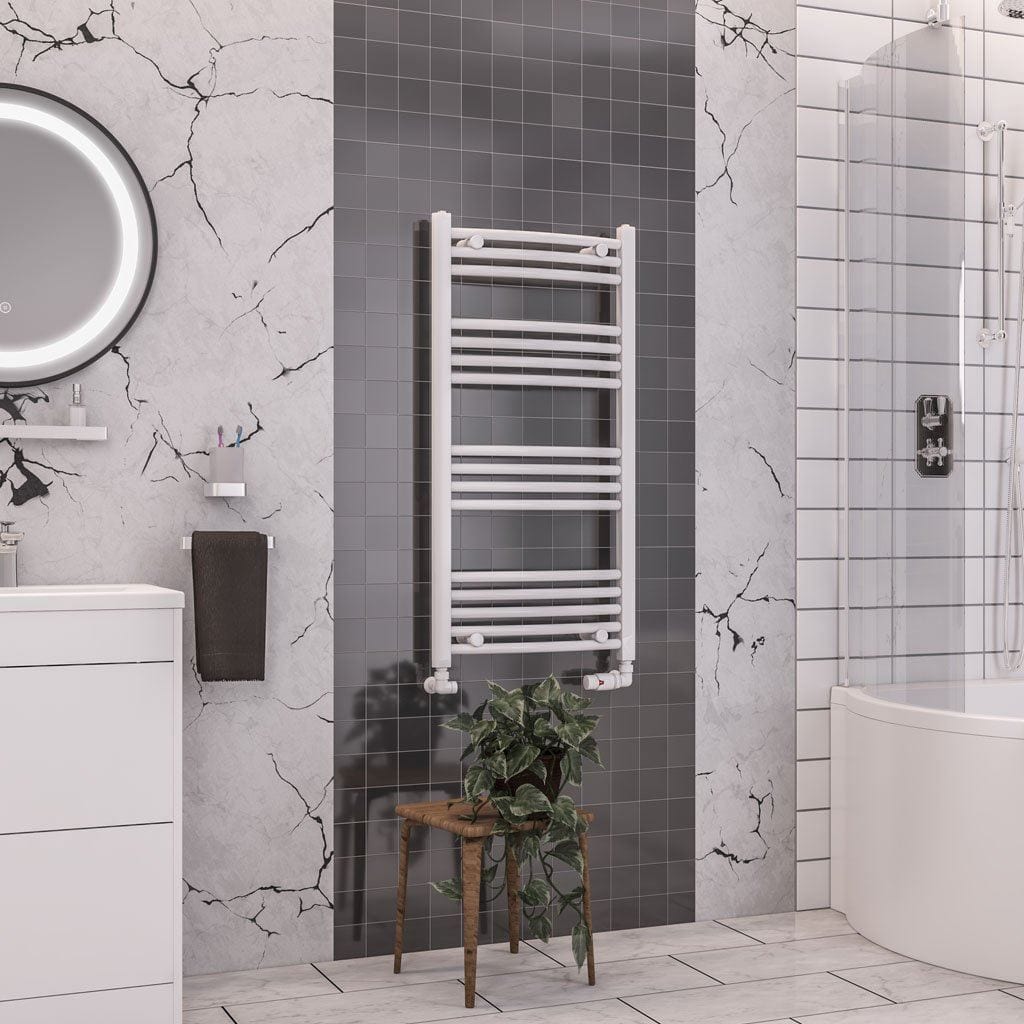 Eastbrook Wendover Curved Vertical Heated Towel Rail in White