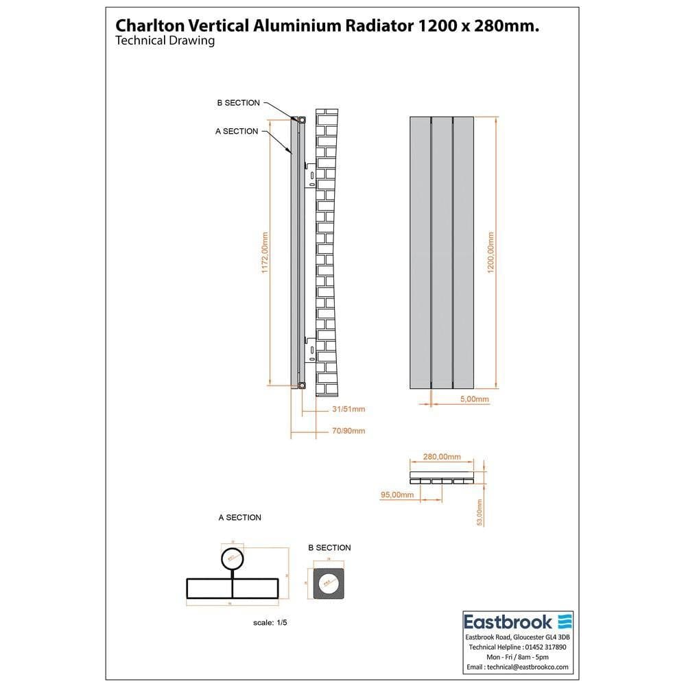 Eastbrook Panel Radiators Eastbrook Charlton Vertical Designer Radiator in Matt Black