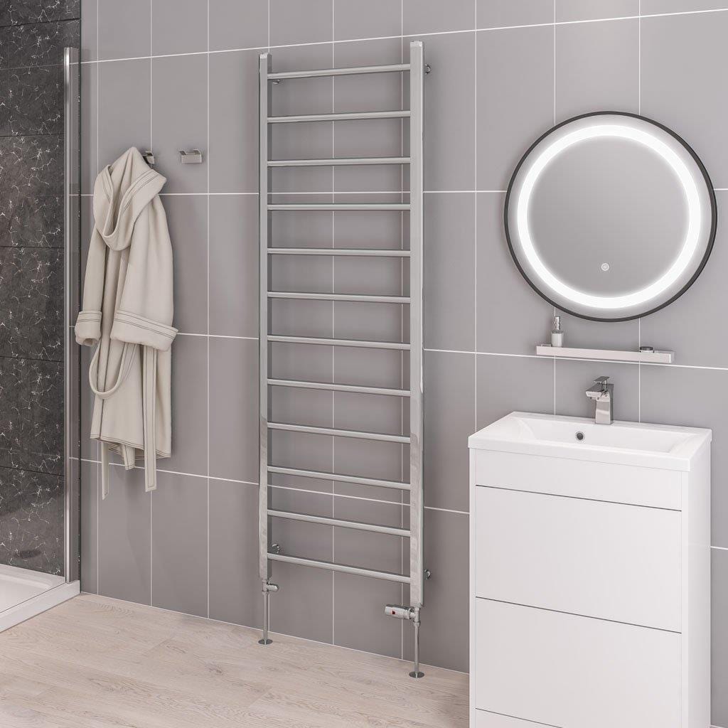 Eastbrook Ladder Rail Eastbrook Tuscan Round Heated Towel Rail in Chrome 1750 x 600 / Electric Only