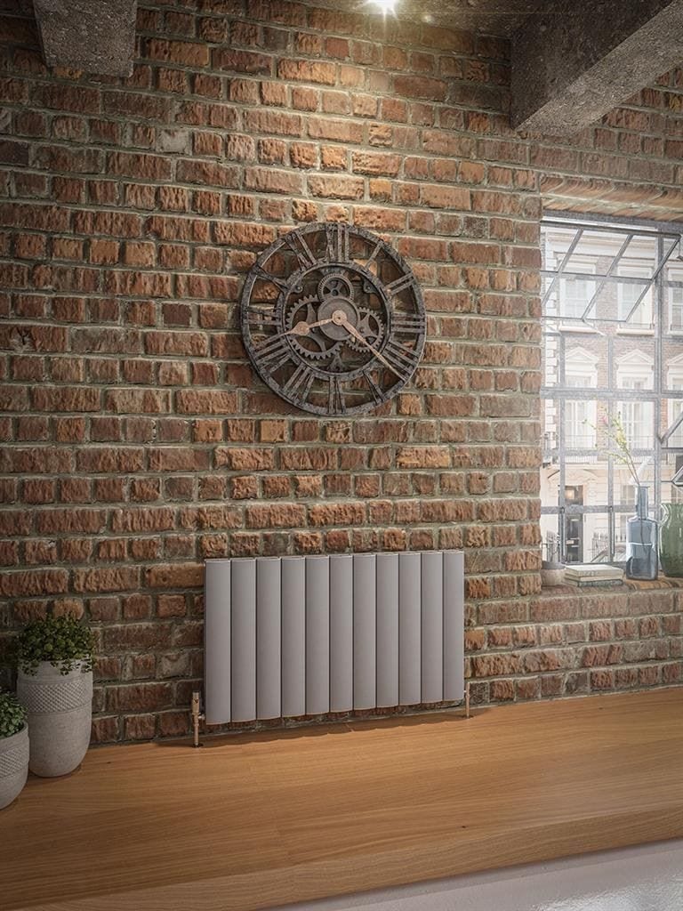 Eastbrook Panel Radiators Eastbrook Guardia Straight Horizontal Aluminium in Matt Grey 600 x 1040 / Electric Only