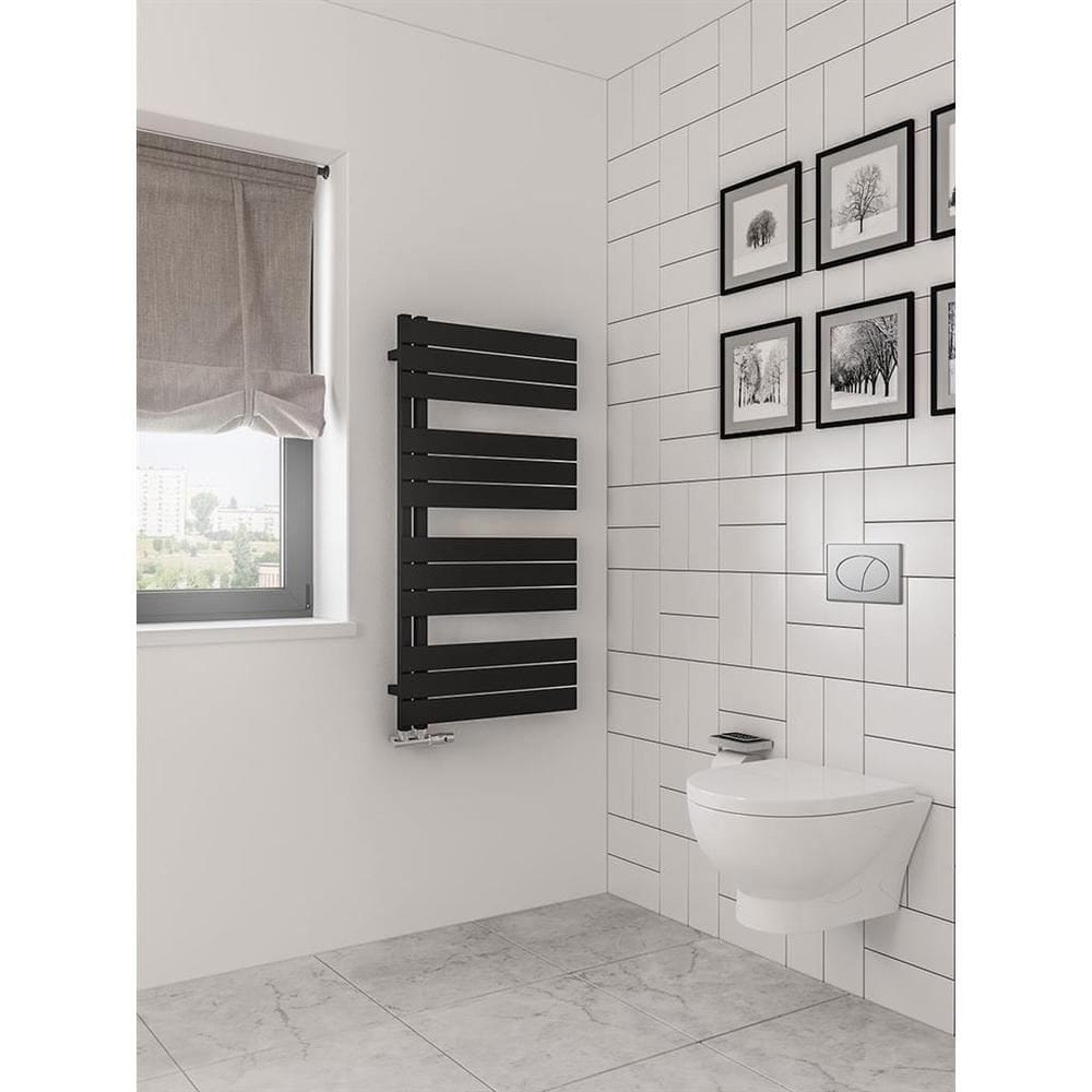 Eastbrook Designer Towel Radiator Eastbrook Helmsley Straight Vertical Designer Towel Rail in Matt Black 1150 x 600 / Central Heating
