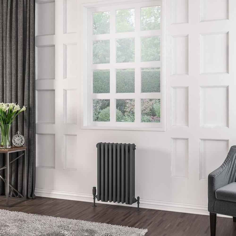Eastbrook Column Radiator Eastbrook Rivassa Traditional 3 Column Radiator in Matt Anthracite 600 x 428 / Central Heating