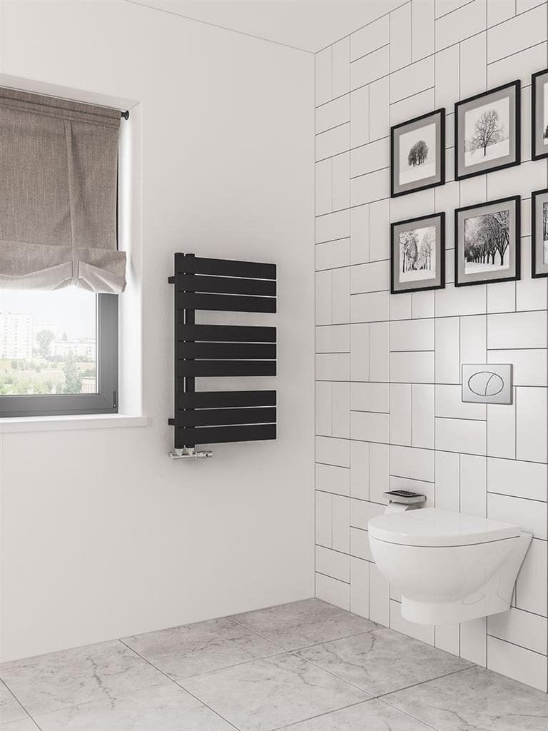 Eastbrook Designer Towel Radiators Eastbrook Helmsley Straight Vertical Designer Towel Rail in Matt Black 800 x 500 / Central Heating