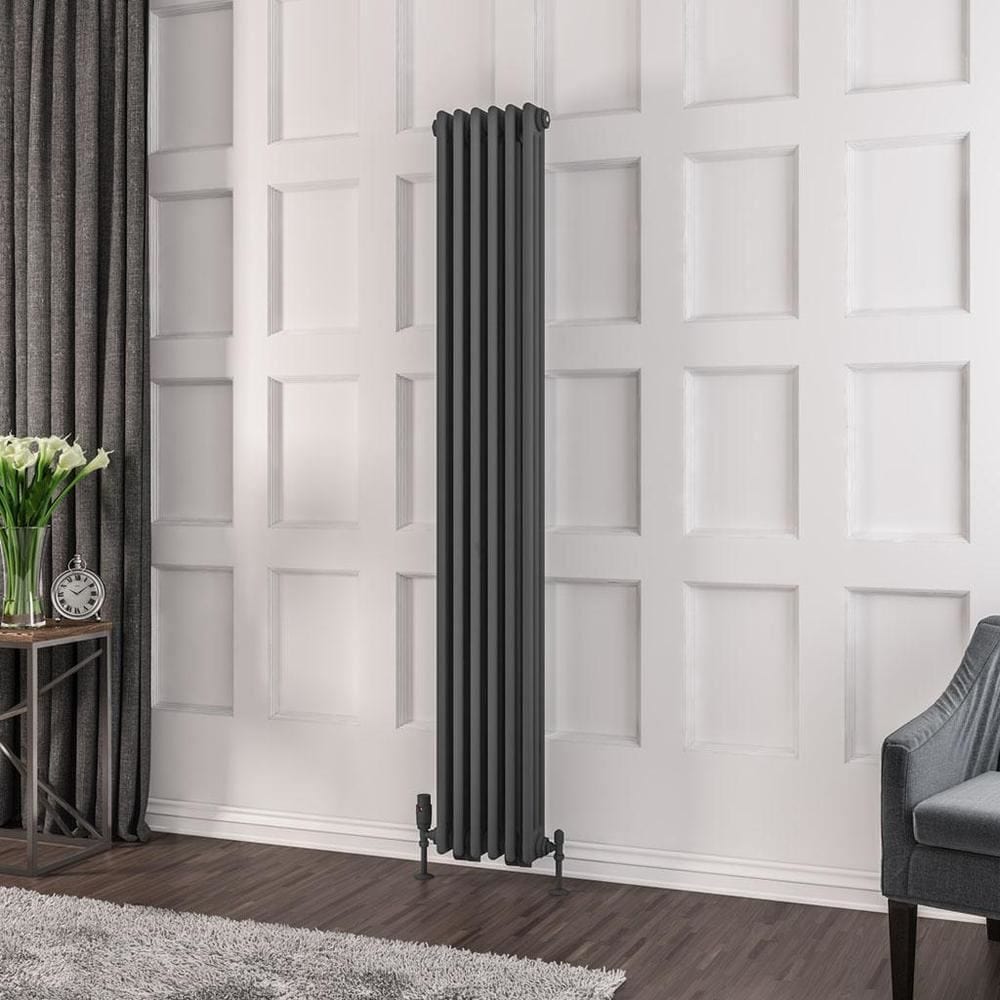 Eastbrook Column Radiator Eastbrook Rivassa Traditional 3 Column Radiator in Matt Anthracite 1800 x 293 / Central Heating