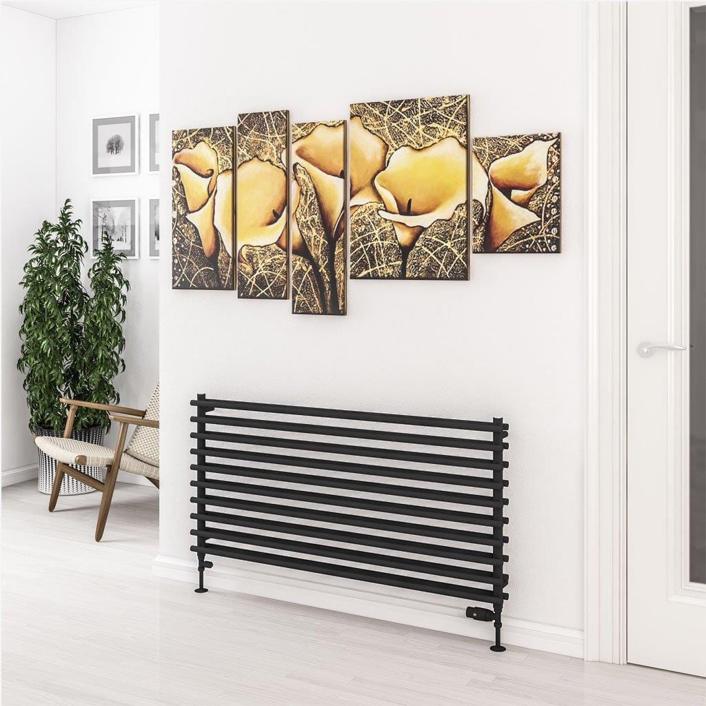Eastbrook Designer Towel Radiator Eastbrook Murano Horizontal Designer Radiator in Matt Black 600 x 1200mm