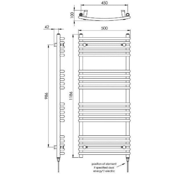 Vogue Designer Towel Radiator Vogue Melody Curved Designer Towel Radiator in Chrome