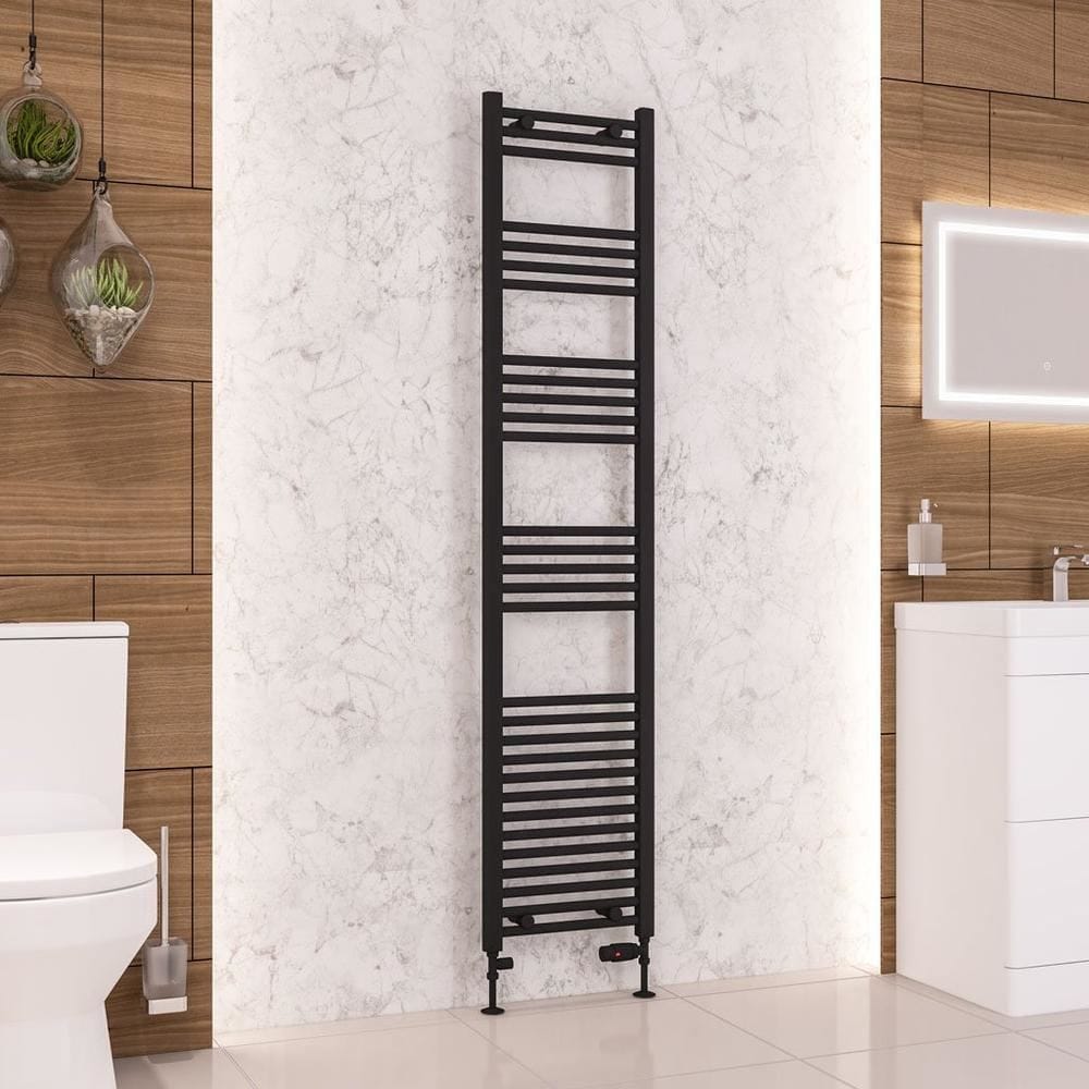 Eastbrook Ladder Rail Eastbrook Wendover Straight Vertical Heated Towel Rail in Matt Black 1800 x 400 / Central Heating