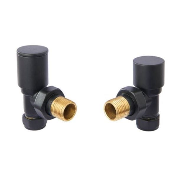 Vogue Radiator Valves Vogue Arne Round Manual Angled Valves - Matt Black - VL003 15MMAP-ZMB