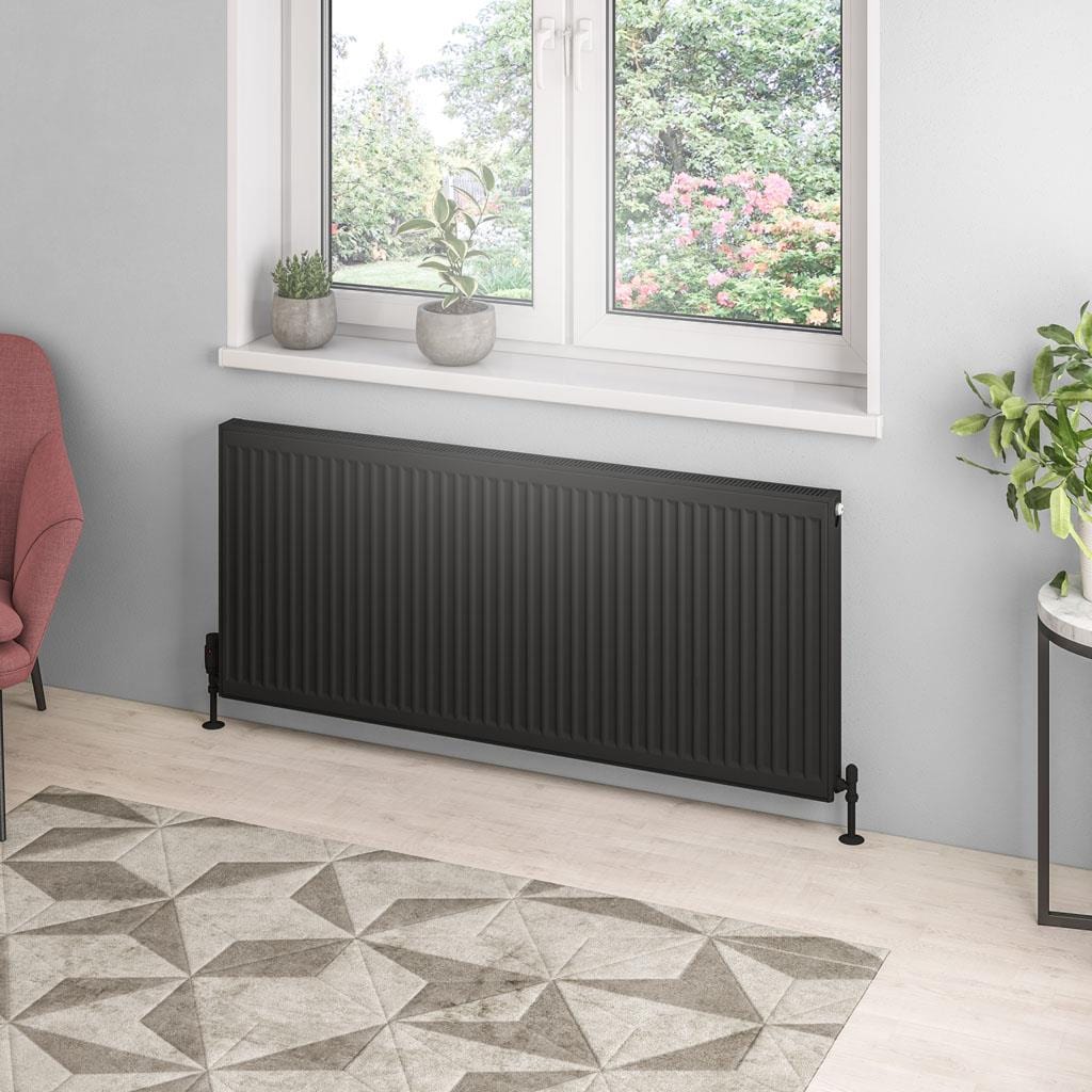 Aquarius Type 21 Aquarius Type 21 Compact Panel Radiator In Matt Black 600 x 1400