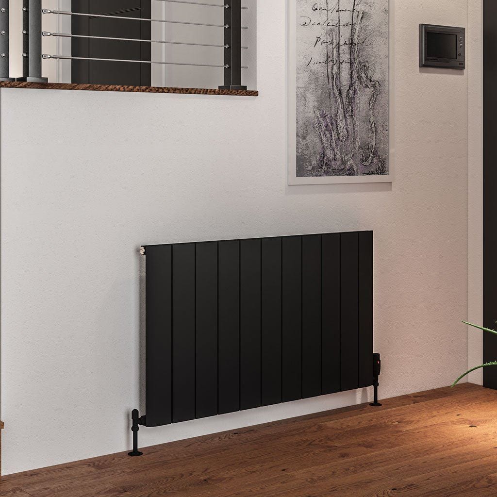 Eastbrook Panel Radiators Eastbrook Peretti Straight Horizontal Aluminum Radiator in Matt Black 600 x 1040 / Central Heating