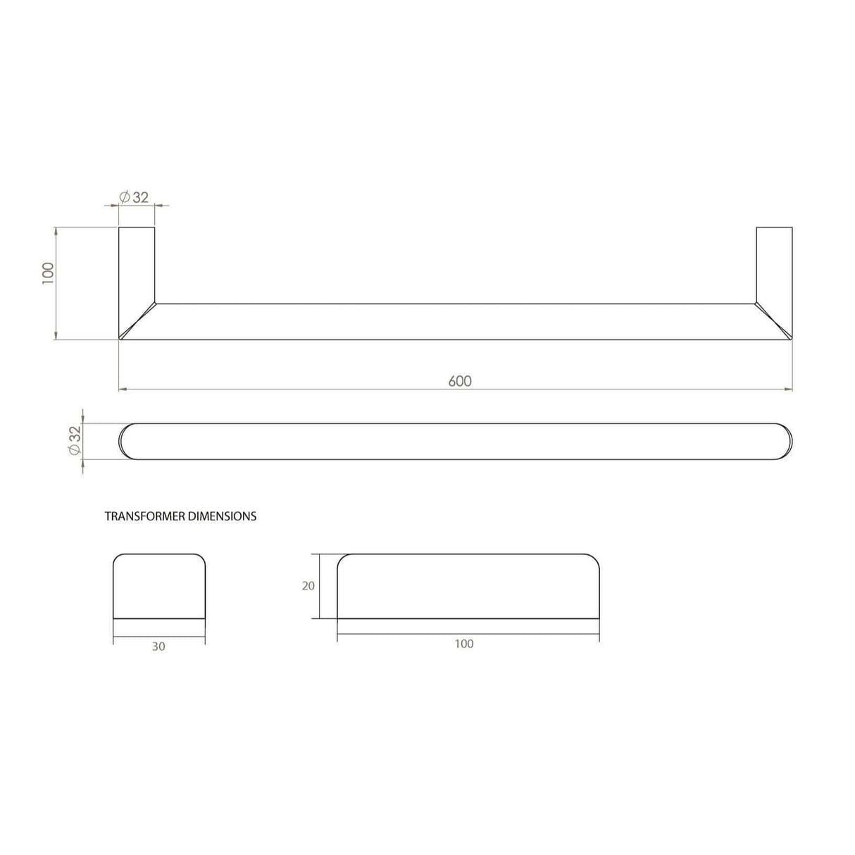 Saneux Designer Towel Radiator Saneux Ember Solo Dry Electric Towel Rail - 600 x 100mm in Brushed Nickel