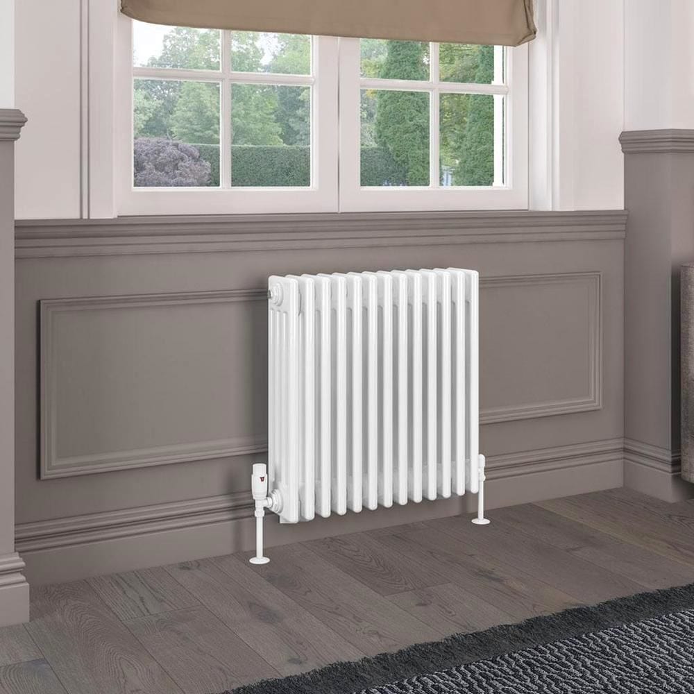Eastbrook Column Radiator Eastbrook Rivassa Traditional 4 Column Radiator in Gloss White 600 x 605 / Dual Fuel