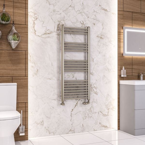 Eastbrook Ladder Rails Eastbrook Wendover Straight Heated Towel Rail in Brushed Brass 1200 x 500 / Dual Fuel