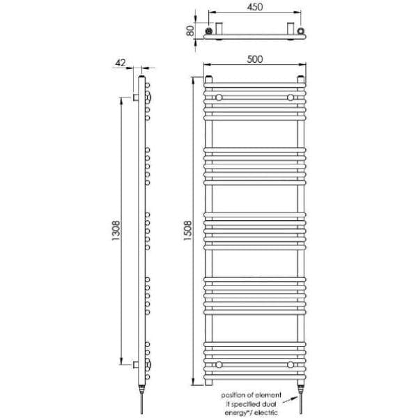Vogue Designer Towel Radiators Vogue Tune Straight Designer Towel Radiator in Chrome