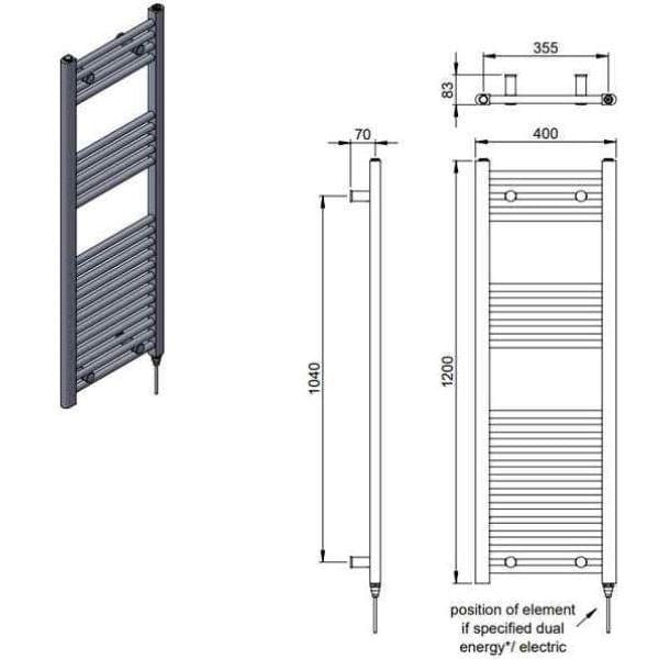Vogue Ladder Rails Vogue Axis Straight Ladder Towel Rail in Chrome