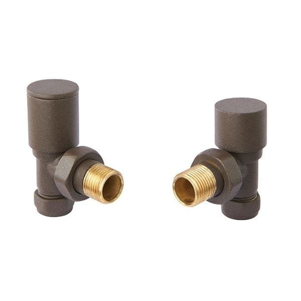 Vogue Radiator Valves Vogue Arne Round Manual Angled Valves - Mocha - VL003 15MMAP-ZMC