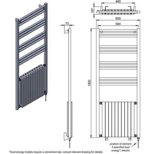 Vogue Designer Towel Radiators Vogue Harmonique Designer Heated Towel Radiator in Chrome
