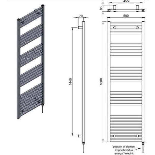Vogue Ladder Rails Vogue Axis Straight Ladder Towel Rail in Chrome