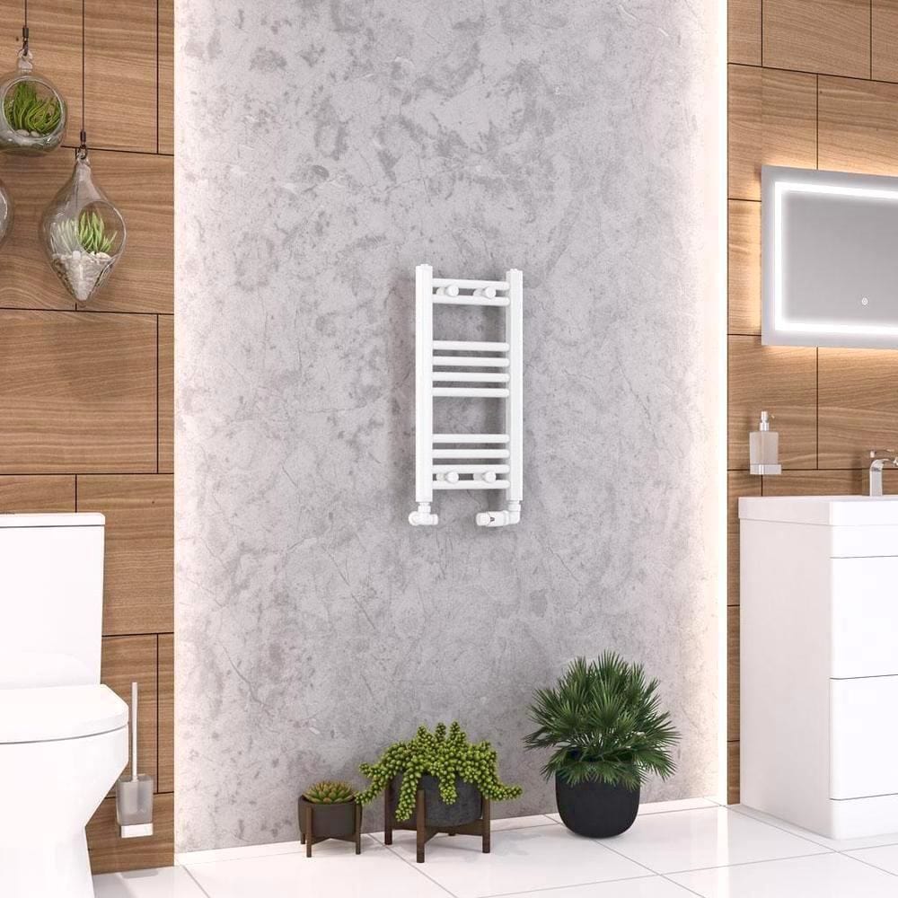Eastbrook Ladder Rail Eastbrook Wendover Straight Vertical Heated Towel Rail in White 600 x 300 / Electric Only
