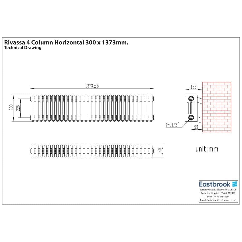 Eastbrook Column Radiator Eastbrook Rivassa Traditional 4 Column Radiator in Matt Anthracite