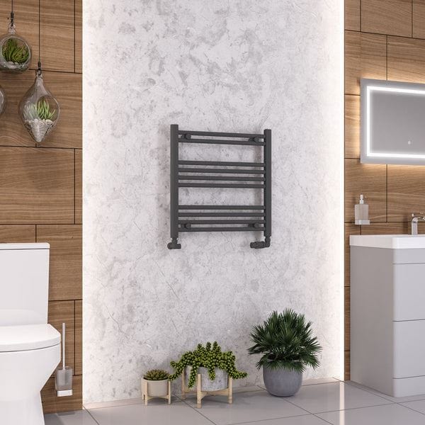 Eastbrook Ladder Rail Eastbrook Wendover Straight Heated Towel Rail in Anthracite 600 x 600 / Duel Fuel