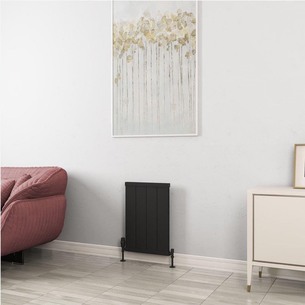 Eastbrook Panel Radiator Eastbrook Kingswood Slimline Horizontal Aluminium Radiator 600 x 410mm / Matt Black