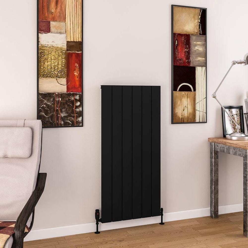 Eastbrook Panel Radiators Eastbrook Charlton Vertical Designer Radiator in Matt Black 1200 x 565 / Central Heating