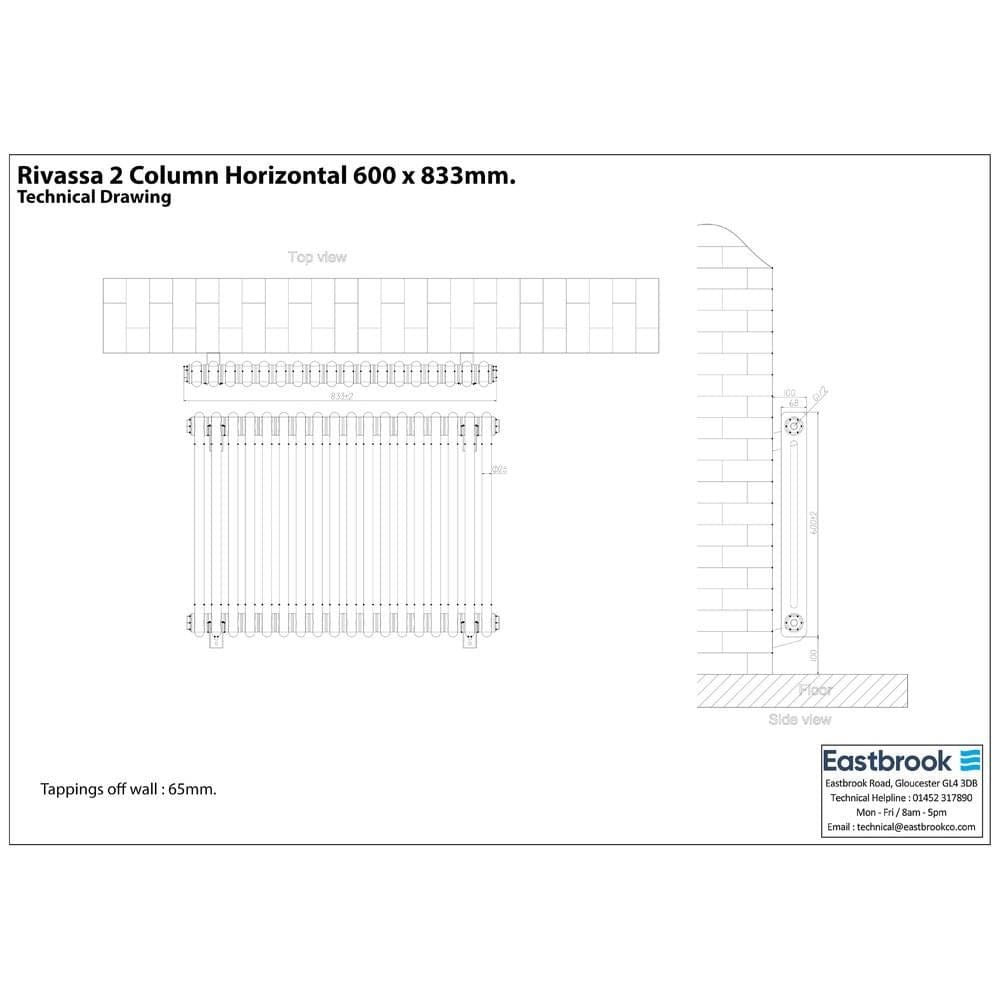 Eastbrook Rivassa Traditional 2 Column Radiator in Gloss White