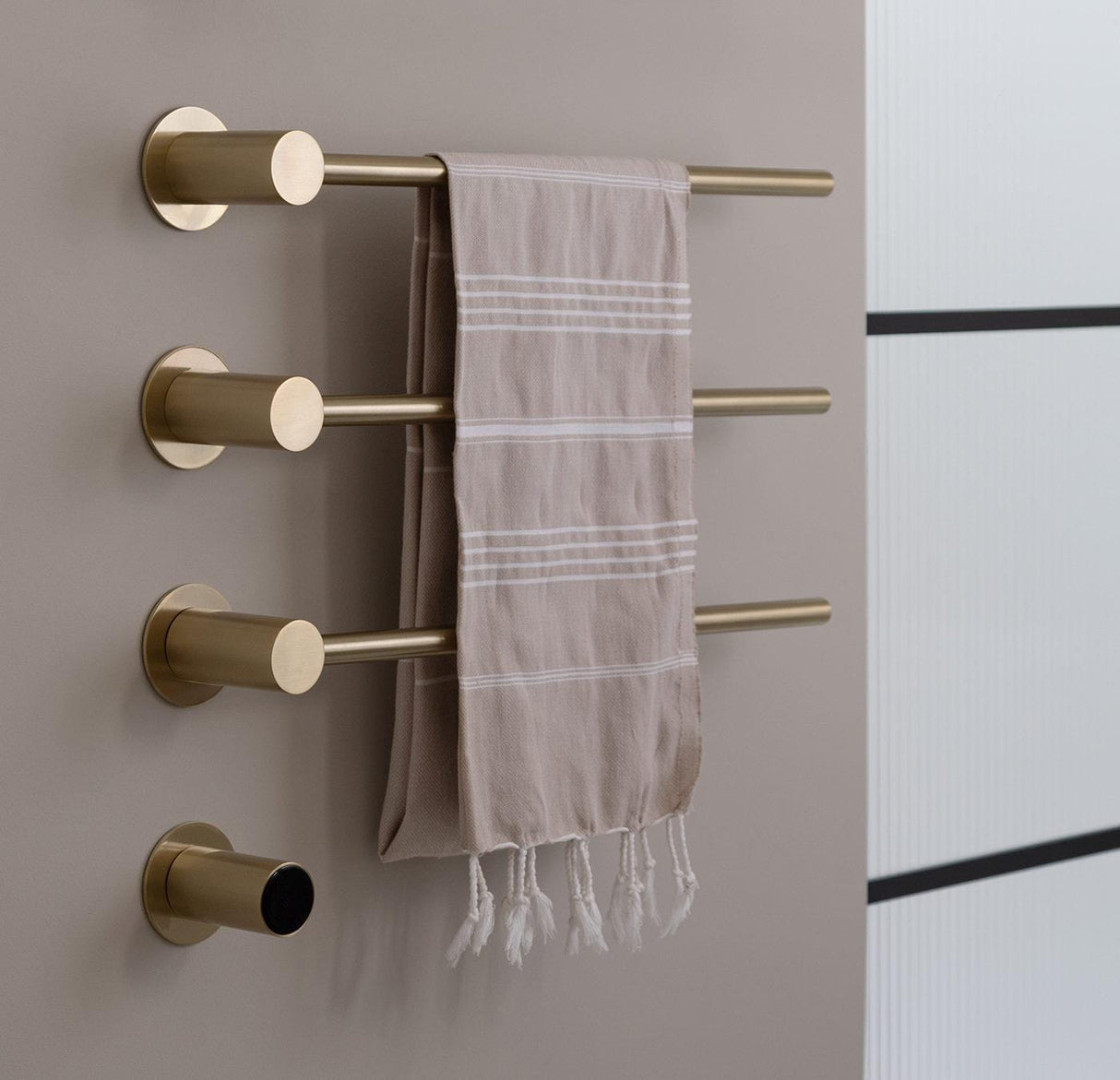 JTP Designer Towel Rail JTP Onyx Electric Designer Towel Radiator Brushed Brass