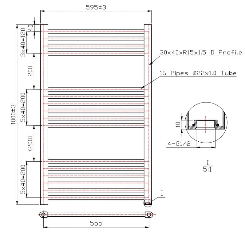 Aquarius Ladder Rails Aquarius Noir High Output Ladder Towel Rail in Matt Black
