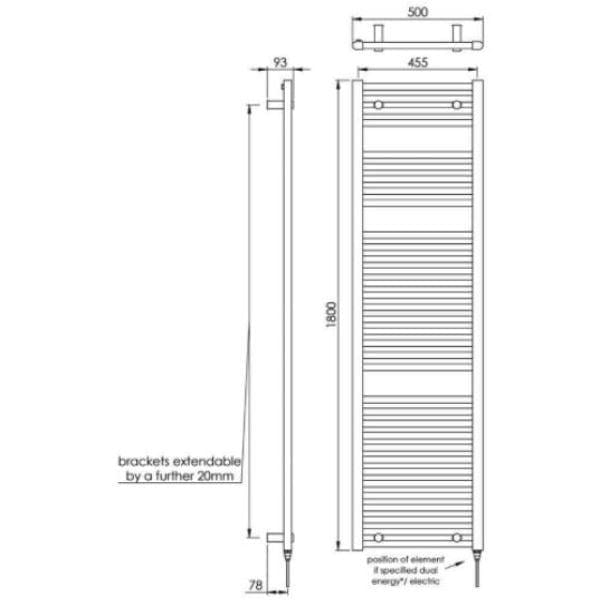 Vogue Ladder Rails Vogue Focus Straight Towel Rail in White
