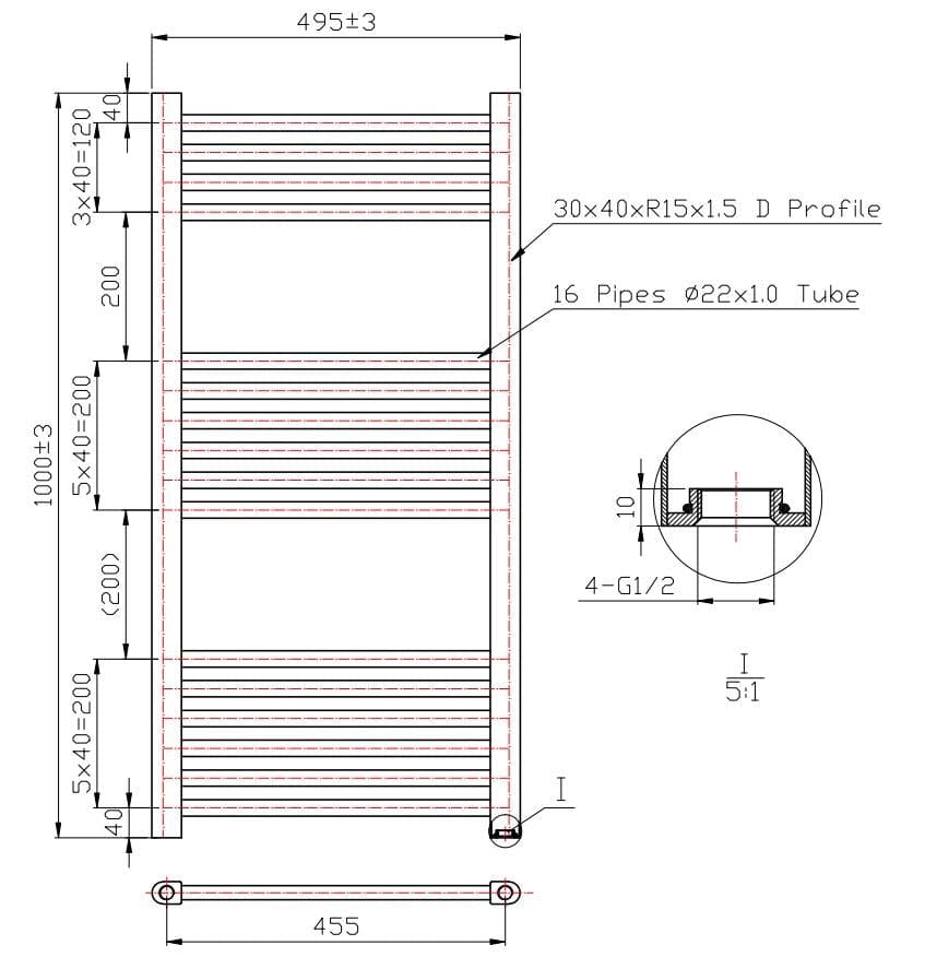 Aquarius Ladder Rails Aquarius Noir High Output Ladder Towel Rail in Matt Black