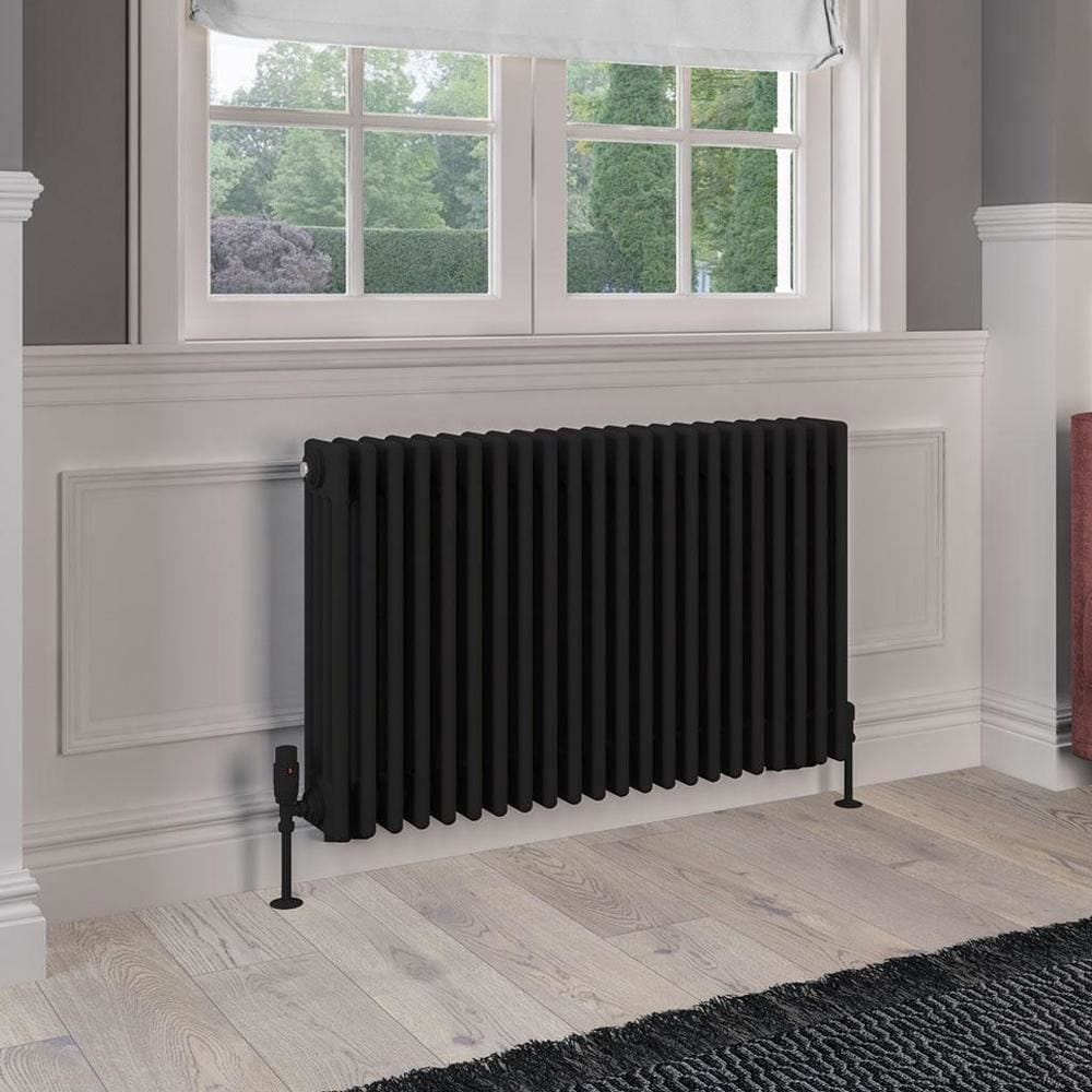 Eastbrook Column Radiator Eastbrook Rivassa Traditional 4 Column Radiator in Matt Black 600 x 1010 / Central Heating