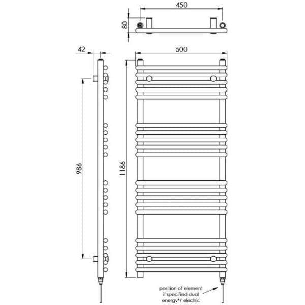 Vogue Designer Towel Radiators Vogue Tune Straight Designer Towel Radiator in Chrome