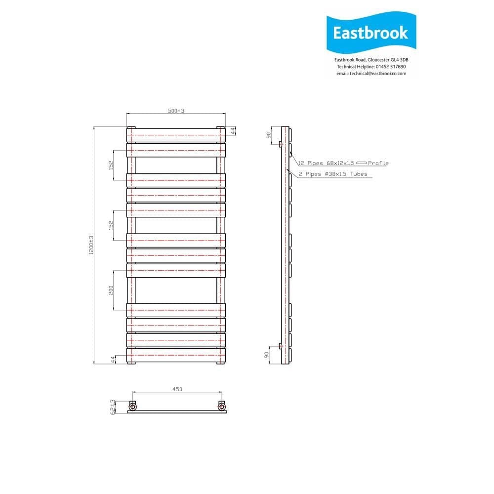 Eastbrook Designer Towel Rail Eastbrook Staverton Tube on Tube Straight Vertical Heated Towel Rail in Chrome