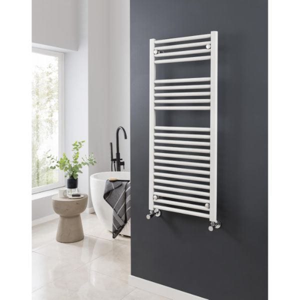 Vogue Ladder Rails Vogue Focus Straight Towel Rail in White 800 x 600 / Dual Fuel