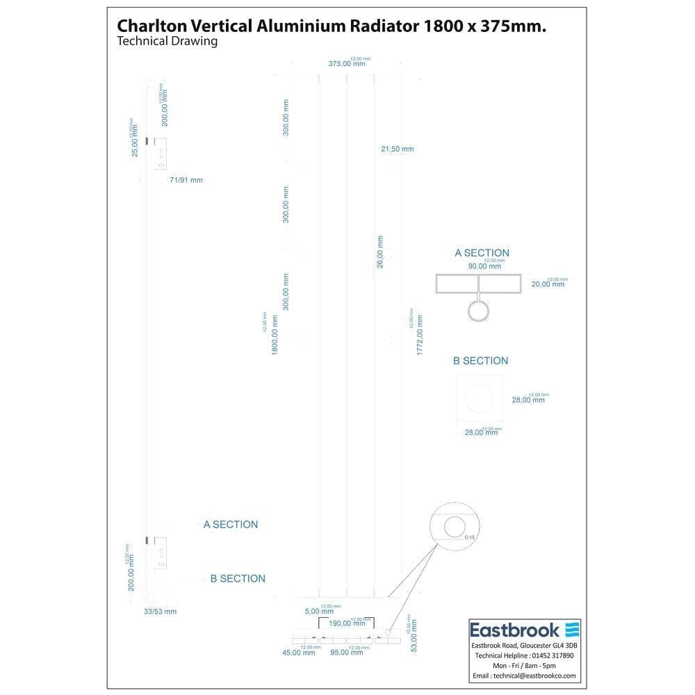 Eastbrook Charlton Vertical Designer Radiator in Matt Black