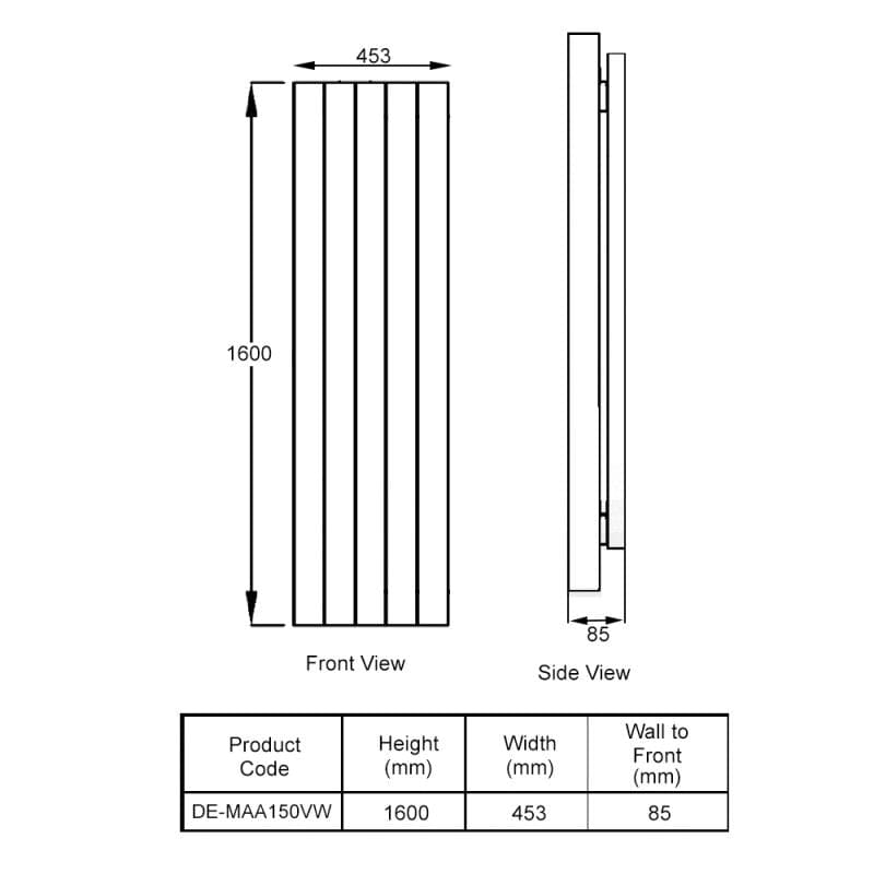 Aquarius Flat Panel Radiators Aquarius DigiTherm Programmable Electric Radiator with LCD Display in White