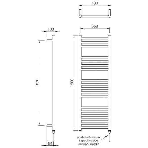 Vogue Ladder Rail Vogue Chube Straight Ladder Rail in Polished Stainless Steel